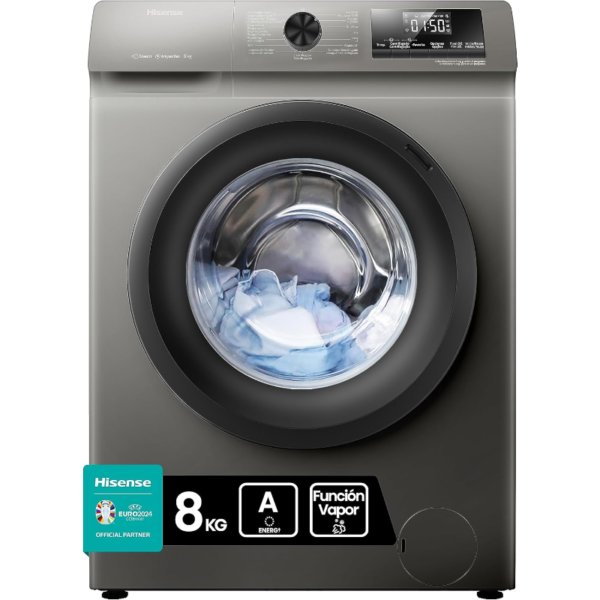 Hisense WFQP8014EVMT 8Kg Carga Frontal Inox 1400rpm Lavadora Original